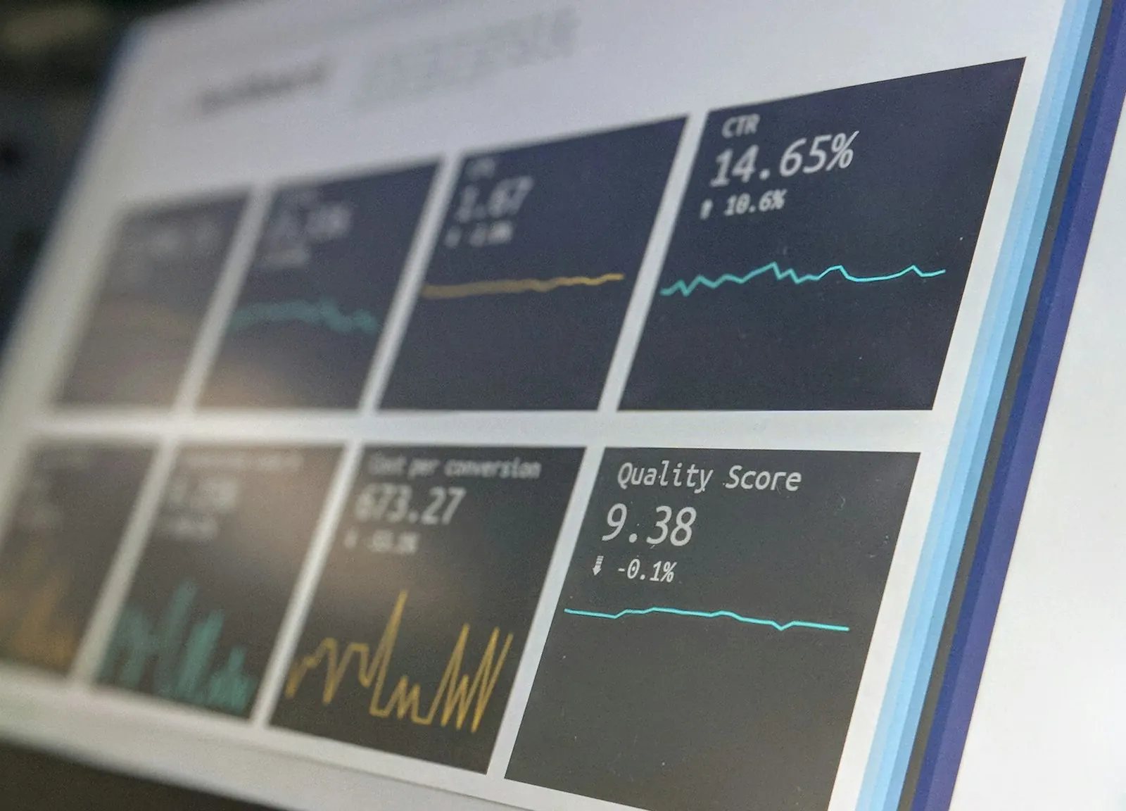 Panel de control de automatización con gráficos de productividad e IA procesando tareas en tiempo real