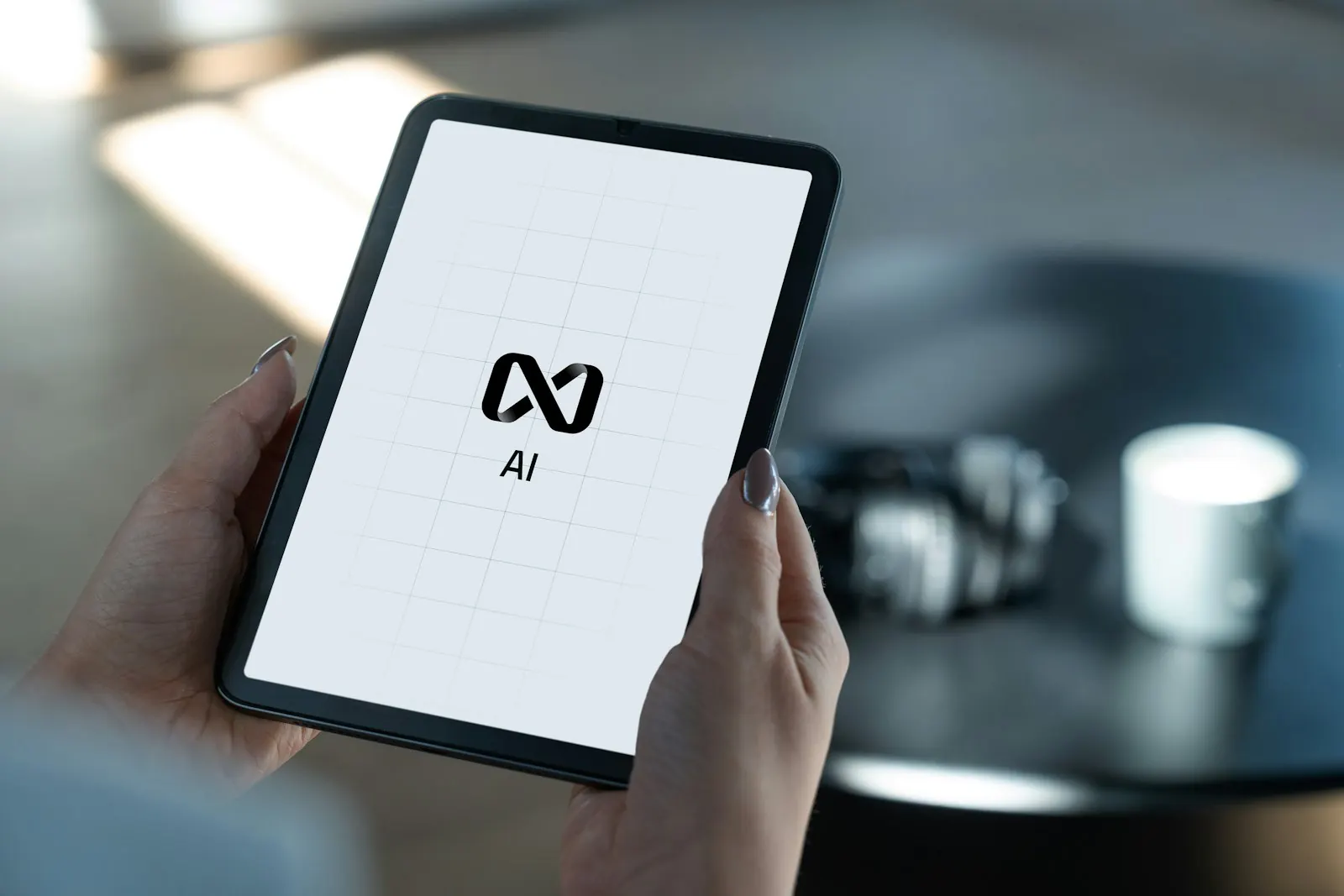 Interfaz de aplicación móvil con elementos de inteligencia artificial, mostrando análisis de datos e íconos de machine learning